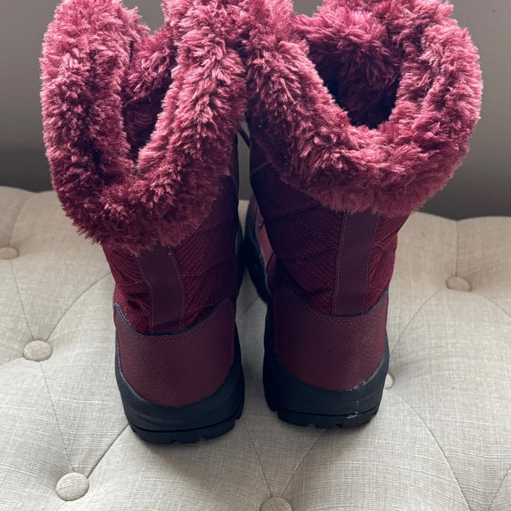 Burgundy Fur-Lined Winter Boots